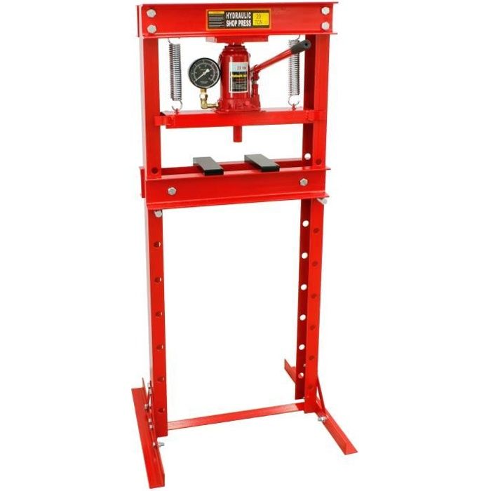 ECD Germany Presse Hydraulique d'Atelier - 20 Tonnes - avec Manomètre - Réglable en Hauteur 80-1100 mm - 7 Niveaux