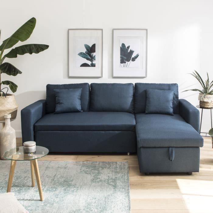 Canapé d'angle 3 places Bleu Confort