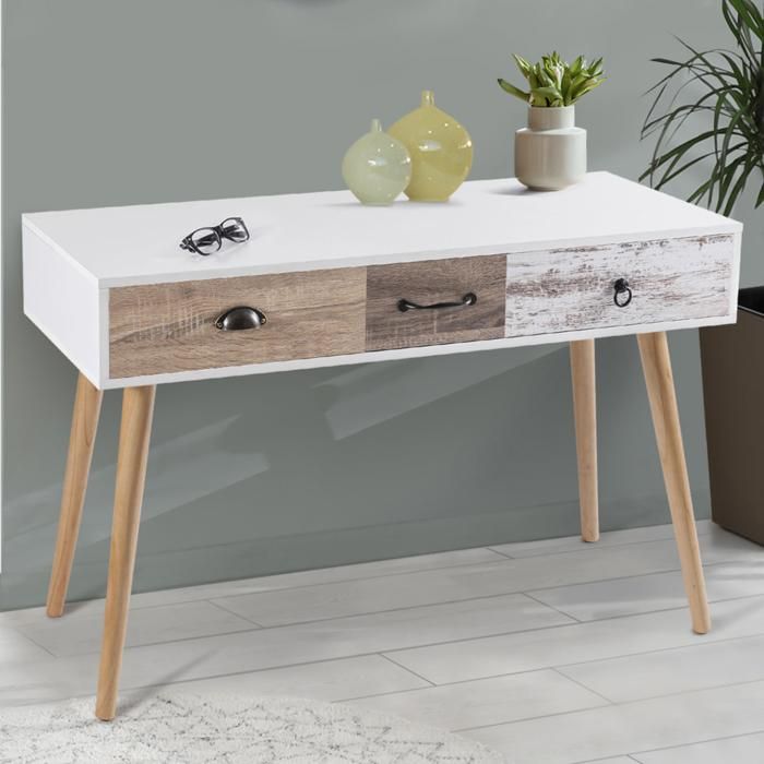 ID MARKET - Console 3 tiroirs BAHIA scandinave