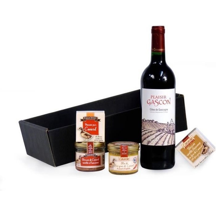 Coffret -En rouge et noir- contient 5 produits dont un bloc de foie gras de Canard