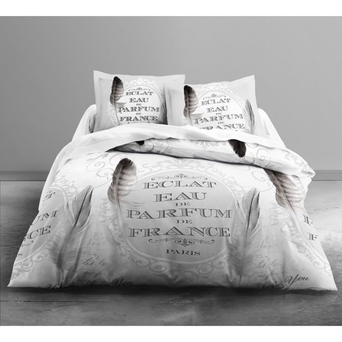 TODAY ENJOY Parure de couette EAU DE PARFUM - 1 housse de couette 220x240cm + 2 taies 63x63cm