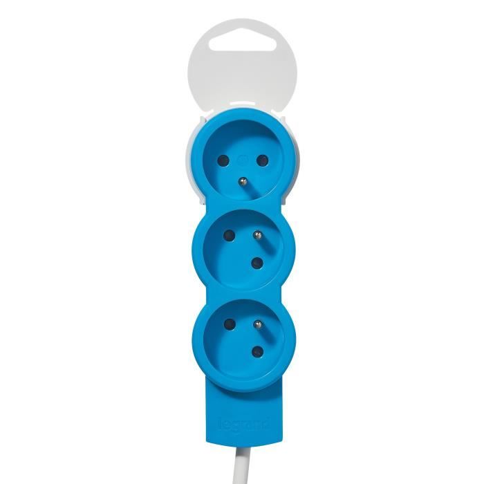 LEGRAND Rallonge multiprise standard 3x2 P+T cordon 1,5 m bleu