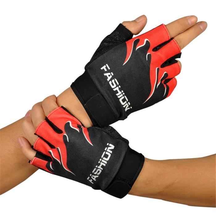 XUNYLYEE® Gants Demi Doigt Moto Vélo Sport Gants Gants de Cyclisme - Rouge