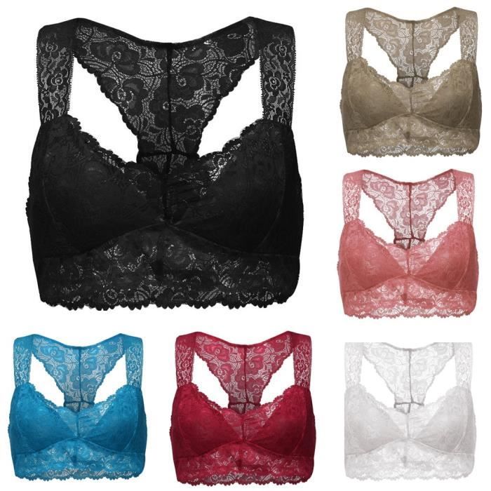 Nouveau Femmes Plus Size Gilet Crop fil gratuit Soutien-gorge Lingerie Sexy Sous-vêtements V-Neck S-3XL blanc