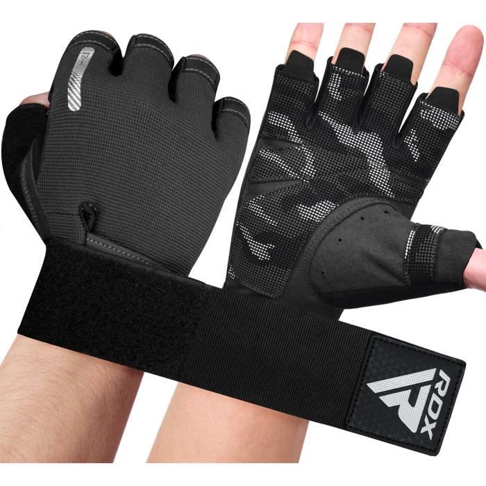 RDX Gants de Fitness Respirant, Gant Masculation Sport Support de Poignet à Longue, Noir