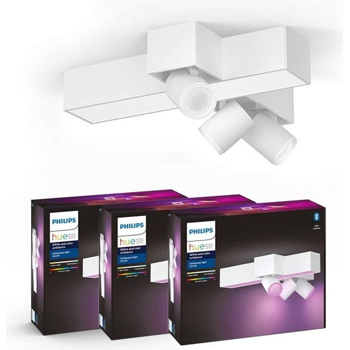 Philips Hue White and Color Ambiance Centris 3 Spots - Blanc, compatible Bluetooth