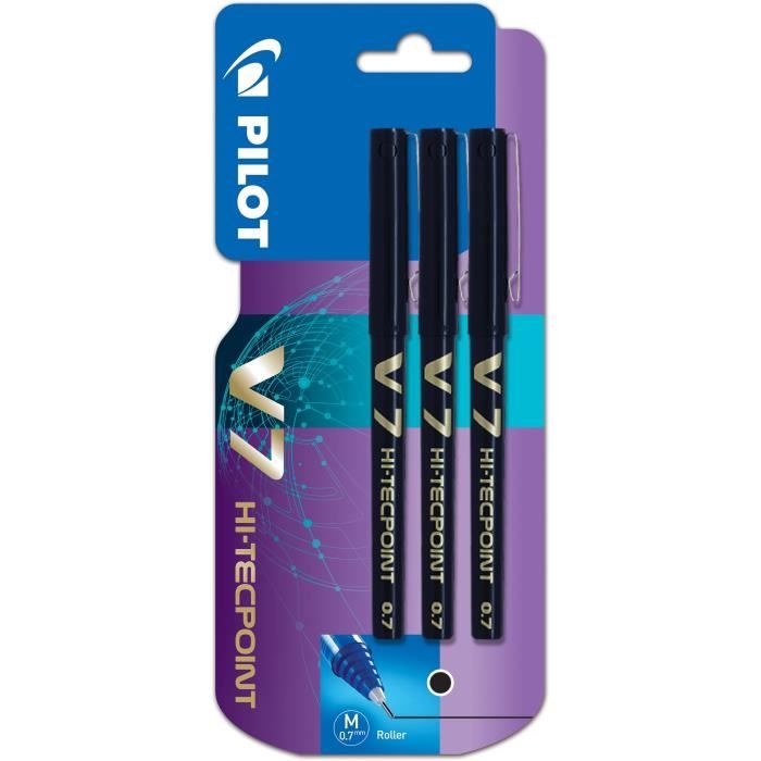 PILOT V BALL 0,7mm NOIR STYLO BILLE NOIR BLACK FOURNITURE SCOLAIRE BUREAU ECOLE OFFICE ART CALLIGRAPHIE LETTRE ECRITURE TROUSSE