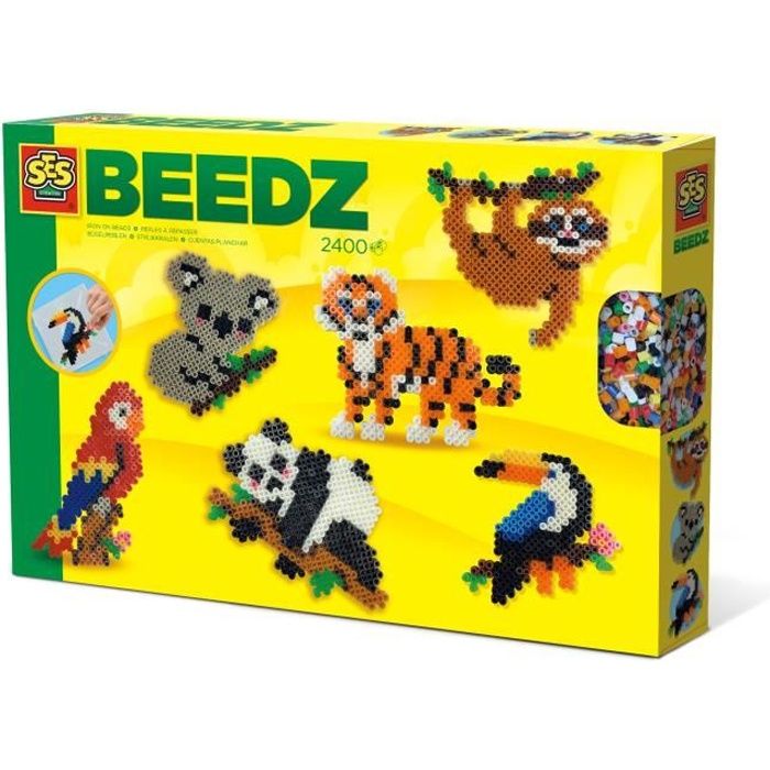 SES Creative ensemble de perles en ficelle Beedz Animaux de la jungle 2400 pièces