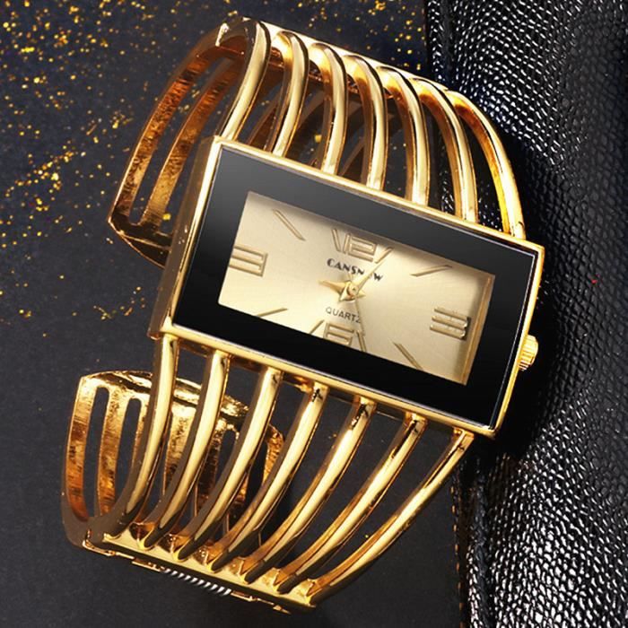 SHARPHY Bracelet Montre Femme carre quartz or