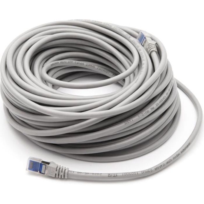 Câble Ethernet 30 M cat5e Câble réseau - avec 15 pcs Cordon Clips