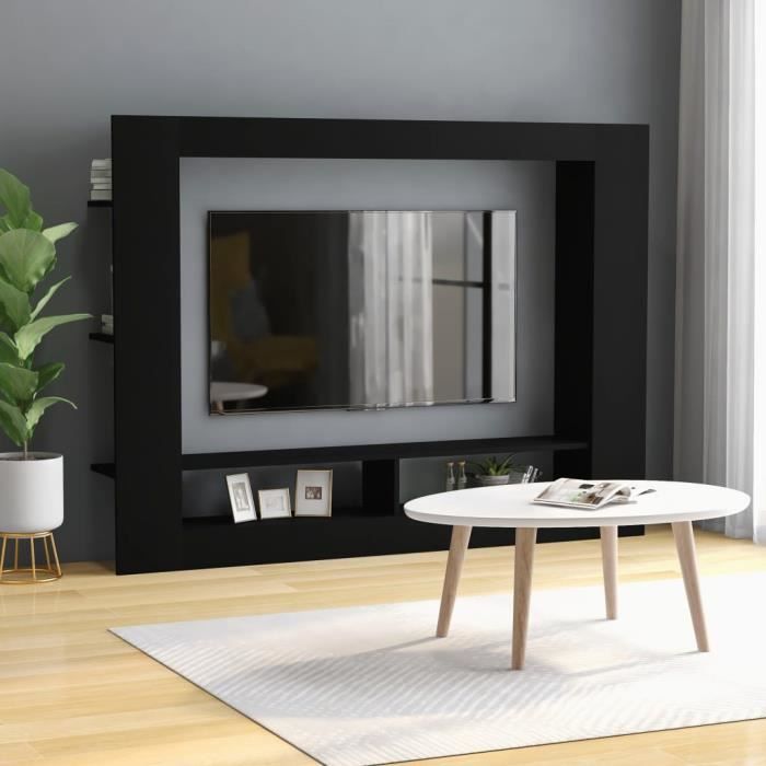 Meuble TV Noir 152x22x113 cm Aggloméré-HUA