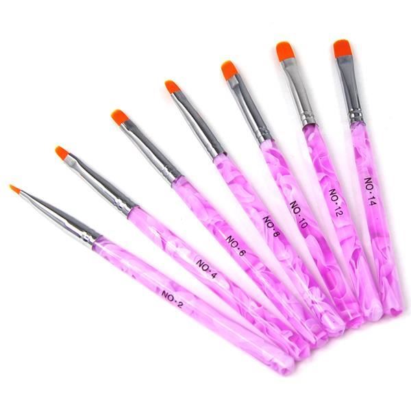TRIXES Lot de 7 pinceaux à ongles nail art - pose et déco d'ongles gel UV ou acrylique