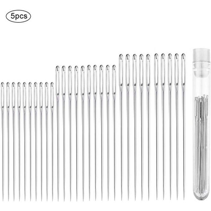 VGEBY® Ensemble d'aiguilles à tricoter en acier inoxydable Outils de tissage à gros yeux Accessoires pour la couture de points (3 ta