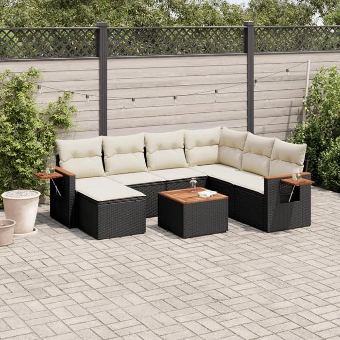 Salon de jardin - vidaXL - 8 pcs - Résine tressée - Housse amovible - Conception modulaire