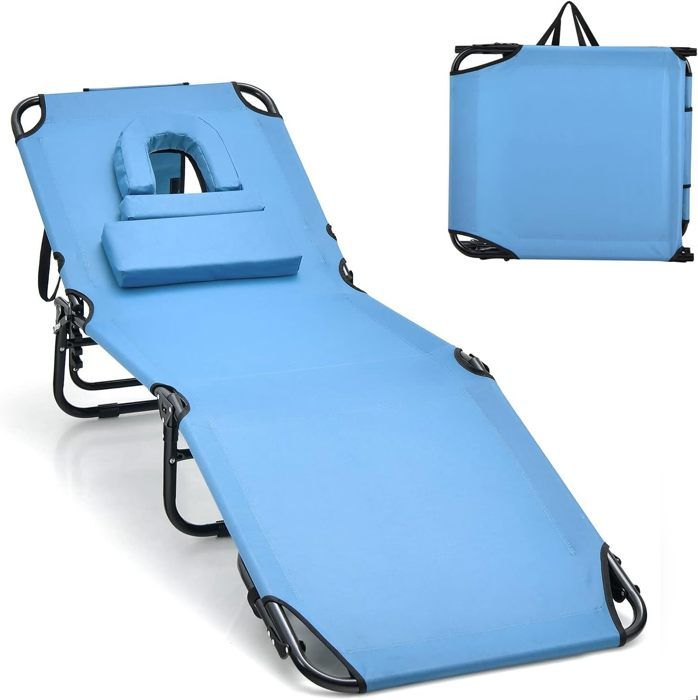 Giantex Chaise Longue Avec Trou Pour Le Visage Et Les Bras, Coussin