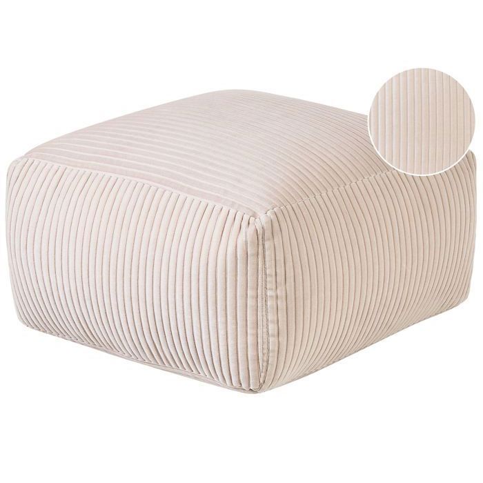 Pouf en velours côtelé beige 50 x 50 x 30 cm MUKKI