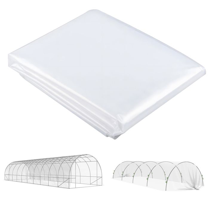Bâche pour serre - Outsunny - imperméable et résistante aux UV - en polyéthylène 150g/m² - 6 x 10 m - transparent