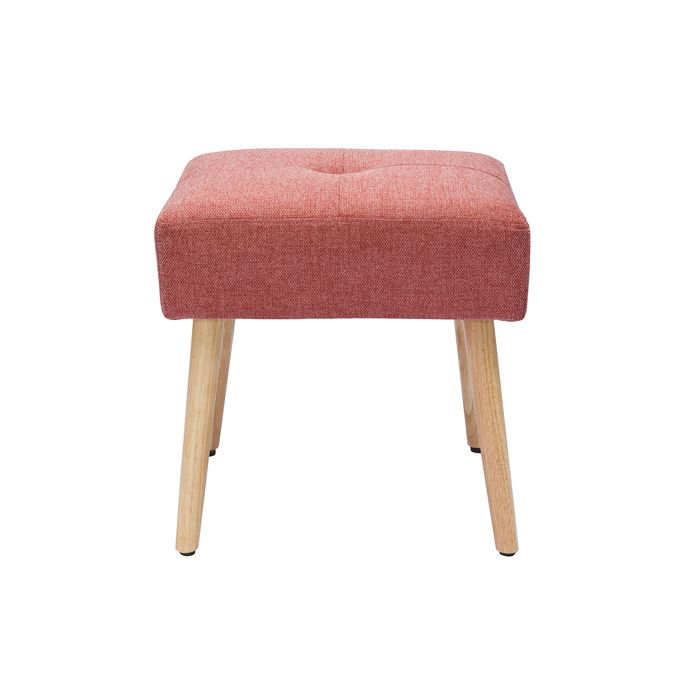 Miliboo - Tabouret bas en tissu effet velours texturé terracotta et bois clair massif H46 cm GUESTA