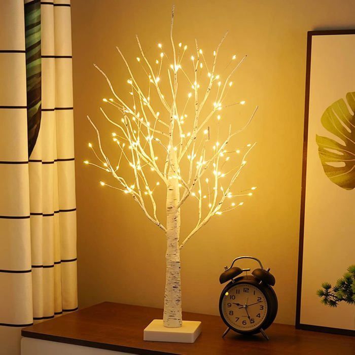 Arbre lumineux - Bonsaï en bouleau - 144 LED - 60 cm - Blanc chaud