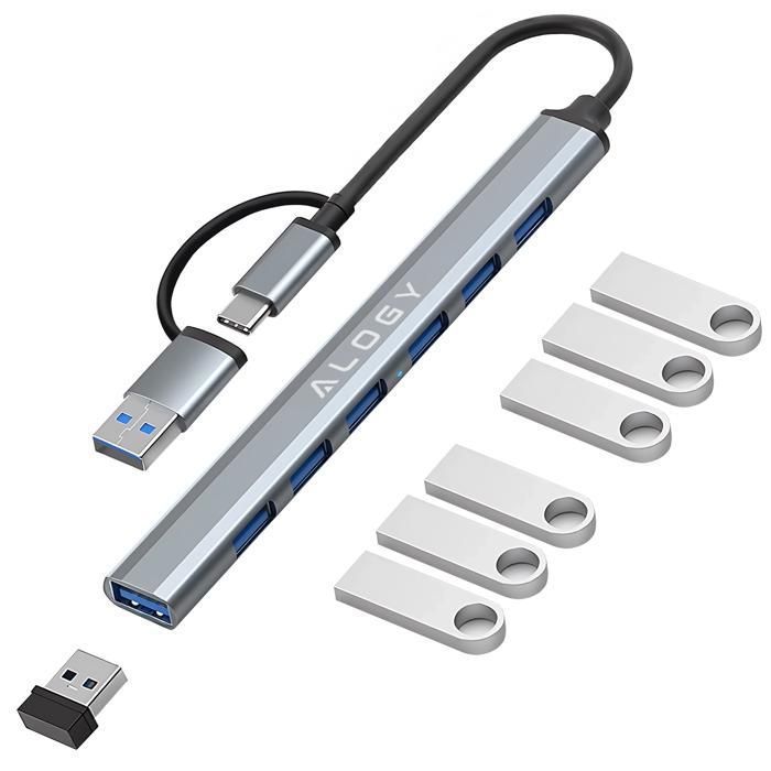 Hub USB Rotatif 4-en-1 - 2 Ports USB 2.0 + Slot SD - Rotation 180° - Pour Ordinateur Portable (Noir Et Blanc Inclus)