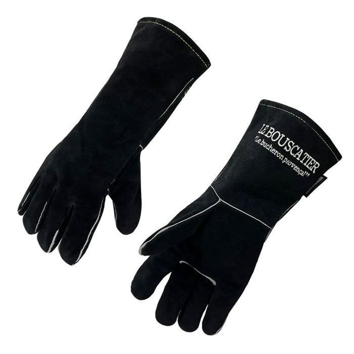 Gant Anti-chaleur En Cuir Pour Barbecue - Manchette Longue, Protection Optimale Pour Les Mains - 10