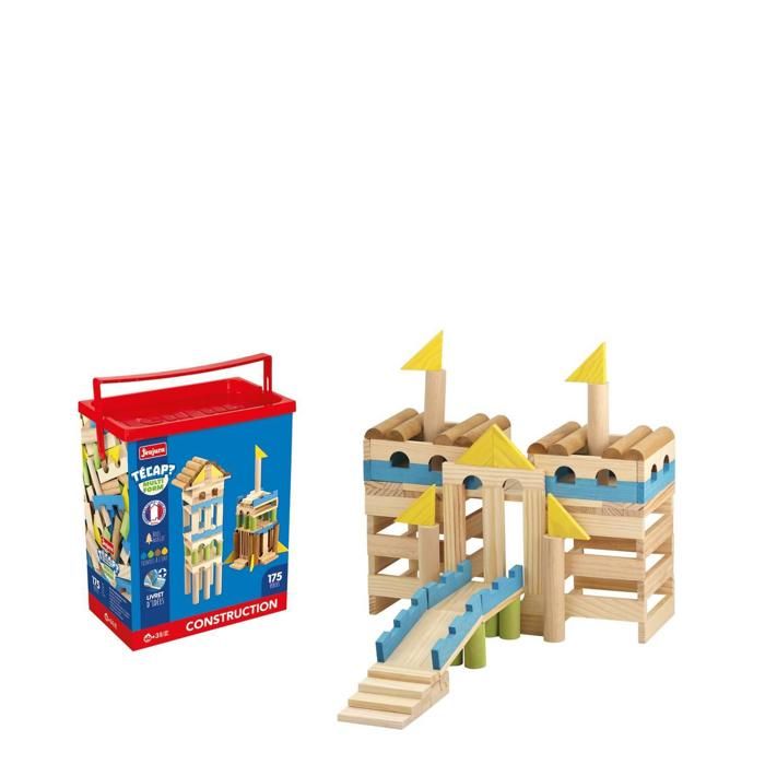 Jeu de construction en bois - JEUJURA - Técap Multiform - 175 pièces - bois naturel et teinté - jeu déquilibre
