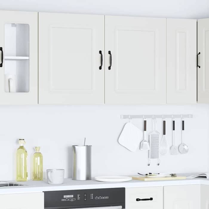 “RabaisMeuble haut suspendue - VIDAXL - Armoires murales de cuisine 2pcs Kalmar blanc - bois dingénierie Août65487