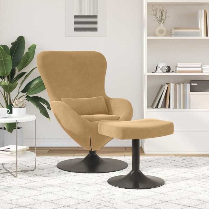 CLARENCE® Fauteuil simple - Chaise-Canapé - pour salon/chambre/bureau - Lot de 2 Marron 63x73x90 cm Velours LV5346