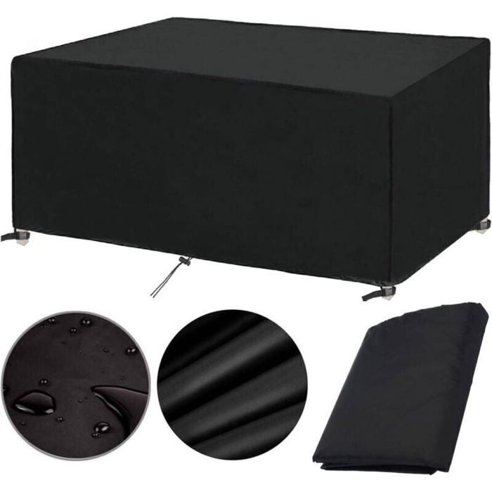 Housse Salon de Jardin 200x100x75cm Protection Bache Table de Jardin Mobilier Extérieur Imperméable Coupe Vent Anti UV Résistant Au