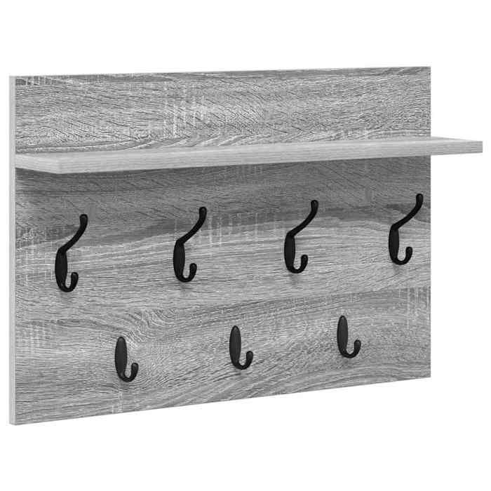 HSF®Porte-manteau mural - Étagère Rangement pour salon - avec étagère Sonoma gris 60 x 40 x 12 cm cpw9398758