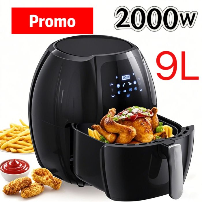 Friteuse Friteuse avec huile Air Fryer 2000W/9lavec 8 Programmesdes80 °C à 200 °CAnti brûlure Boutons friteuse sans huile
