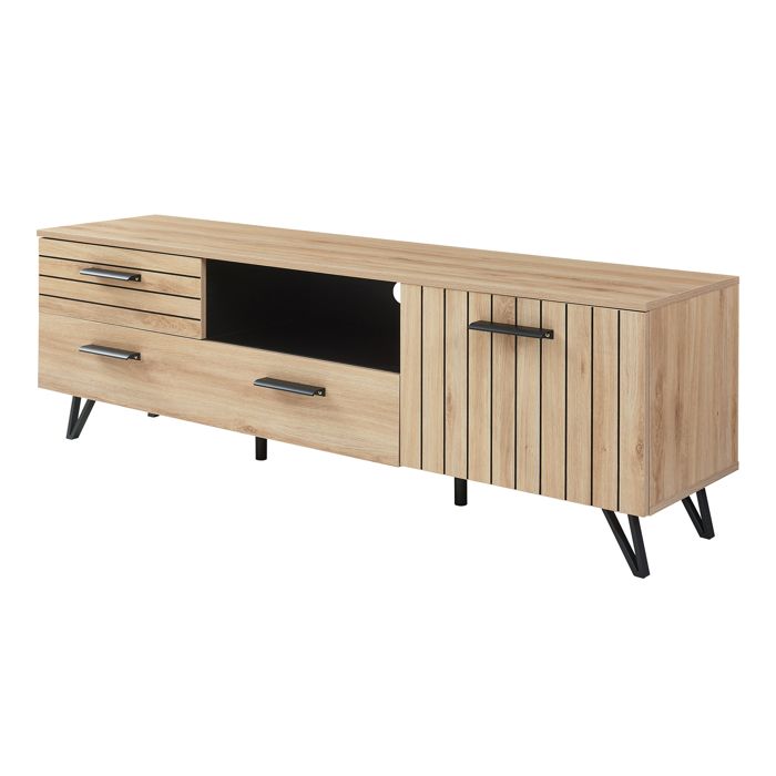 Meuble TV Noppen 150 x 38 x 49 cm effet chêne noir