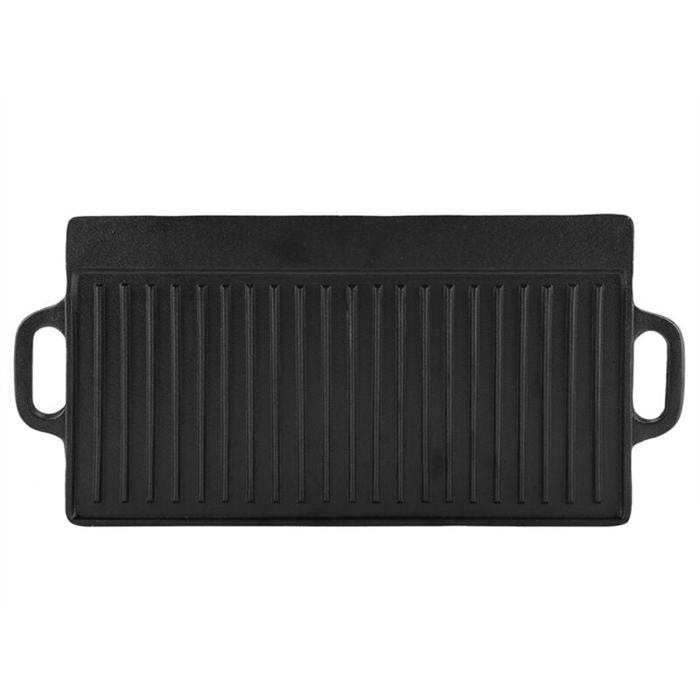 Poêle à griller / plaque double-face - PZCC - 505x235 cm - Fonte pré-assaisonnée - Strié & lisse - Tous feux