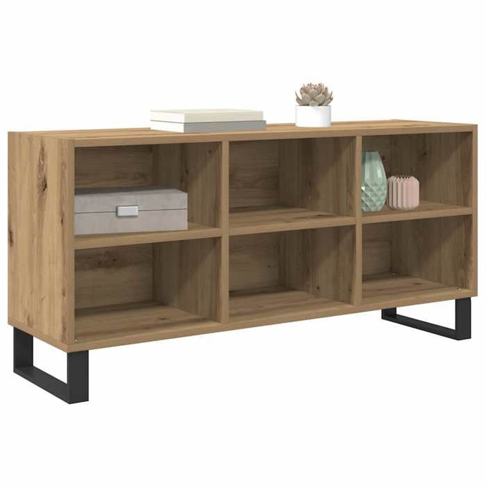 Meuble TV en bois dingénierie - vidaXL - Chêne artisanal - 1035x30x50 cm - 6 étagères - Poids maximal 60 kg
