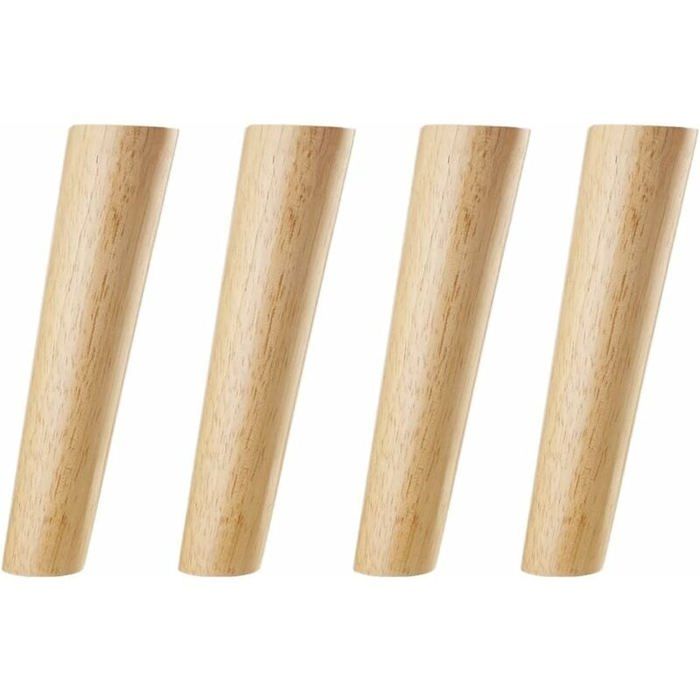 Pieds de meubles en bois - MICH - 20 cm - Bois naturel - Oblique effilé - Robuste - Durable - Lot de 4 - Vis incluses