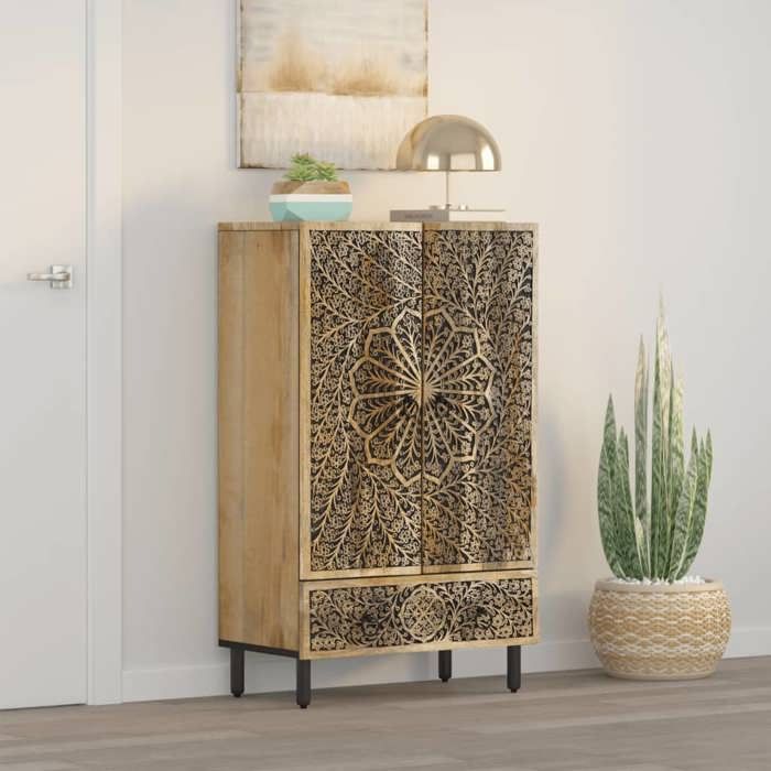 Buffet bahut/Commode MVS - multi-rangement - Meuble sur pied - 60x33x100cm bois de manguier massif &26_9228486