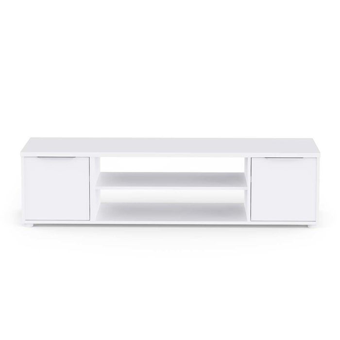 Meuble TV avec rangement couleur blanc mat - Largeur 1514 x Profondeur 396 x Hauteur 391 cm Meuble TV avec rangement couleur blanc mat - Largeur 1514 x Profondeur 396 x Hauteur 391 cm