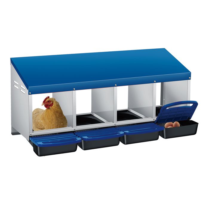 Meilleurs prix pour Pondoir pour Poules Nichoirs 4 cases avec perchoir et Quatre bacs de recyclage des œufs- Antirouille /Étanche/ Ventilé - Bleu