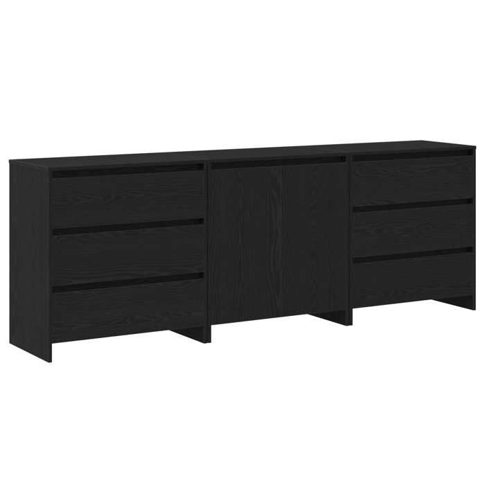 NEW 2026 Buffet lot de 3 Armoire de rangement avec tiroir Noir 70x41x75 cm Bois dingénierie L1553