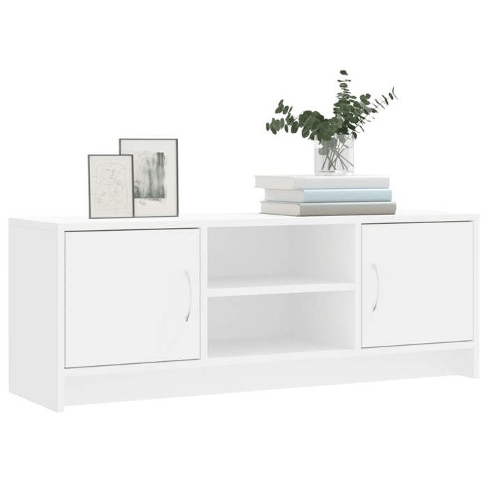 En soldes - MEUBLE HI-FI - Blanc - Armoire TV - Meuble TV - pour maison - blanc 102x30x375cm bois dingénierie_1746