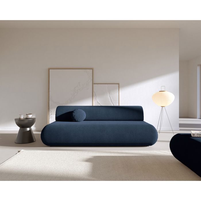 Canapé convertible 3 places – ARMONE – Chenille – Bleu foncé
