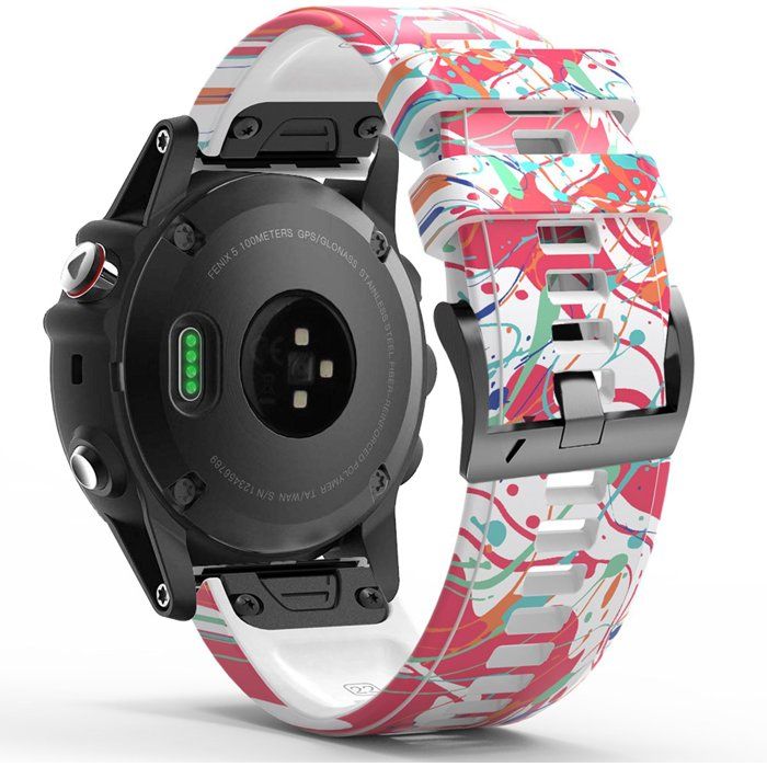Stravo bracelet sport silicone à motifs QuickFit 26 mm Garmin Fenix 3–8 Epix Pro Gen 2 Enduro 1–3 Tactix 7 Rouge
