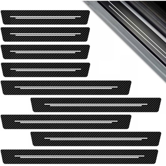 9 Pièces Protection Seuil de Porte de Voiture Fibre de Carbone Protection Porte de Voiture Auto Plinthes Anti Rayures Seuil de P
