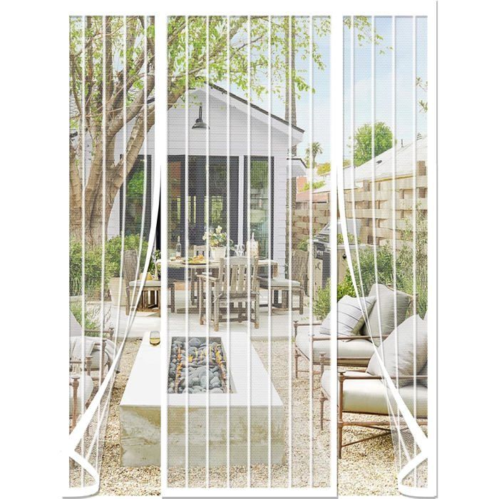 Moustiquaire magnétique pour porte - DEKOPRO - Ouverture excentrée - Blanc - 290x220 cm - Fermeture automatique