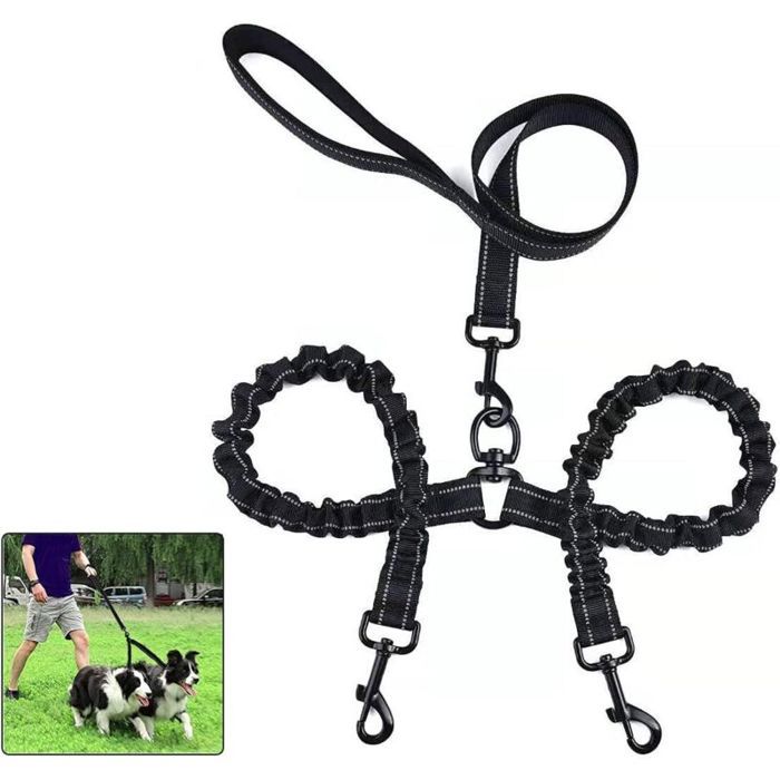 Chien Laisses pour 2 Chiens Double Laisse sans enchevêtrement pour Chiens Marchant en entraînement Pivot sur 360 °Longueur