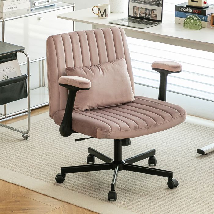 Fauteuil de bureau en velours 21.5x25.2x33 cm Rose Tissu fauteuil