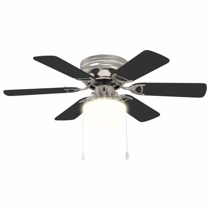 Ventilateur plafonnier - Ventilateur de plafond avec lumière - vidaXL - acier chromé et bois technique - noir - Ø 82 cm 7127689