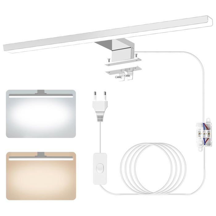 Lampe Miroir Salle de Bain Moderne à LED 4000K 6000K Température Bicolore 40cm 12W IP44 Applique Murale Salle Bain en Aluminium