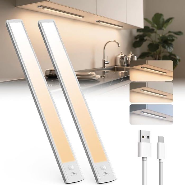 Lampe de Pcard 50cm Lumière Détecteur de Mouvement USB C Écirage LED Rechargeable Lampe 3000/4000/6500k 50CM* ECLAIRAGE DE MEUBLE