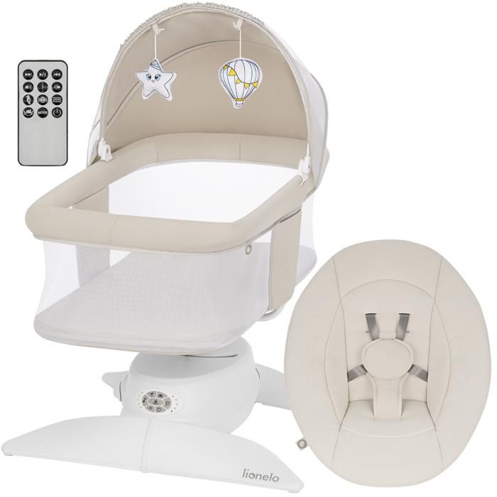 Balancelle et Nacelle Bébé Électrique LIONELO Vivi Set - 3 modes de balancement - Télécommande - 12 Mélodies - jusqu’à 9 kg - Beige Balancelle et Nacelle Bébé Électrique LIONELO Vivi Set - 3 modes de balancement - Télécommande - 12 Mélodies - jusqu’à 9 kg - Beige